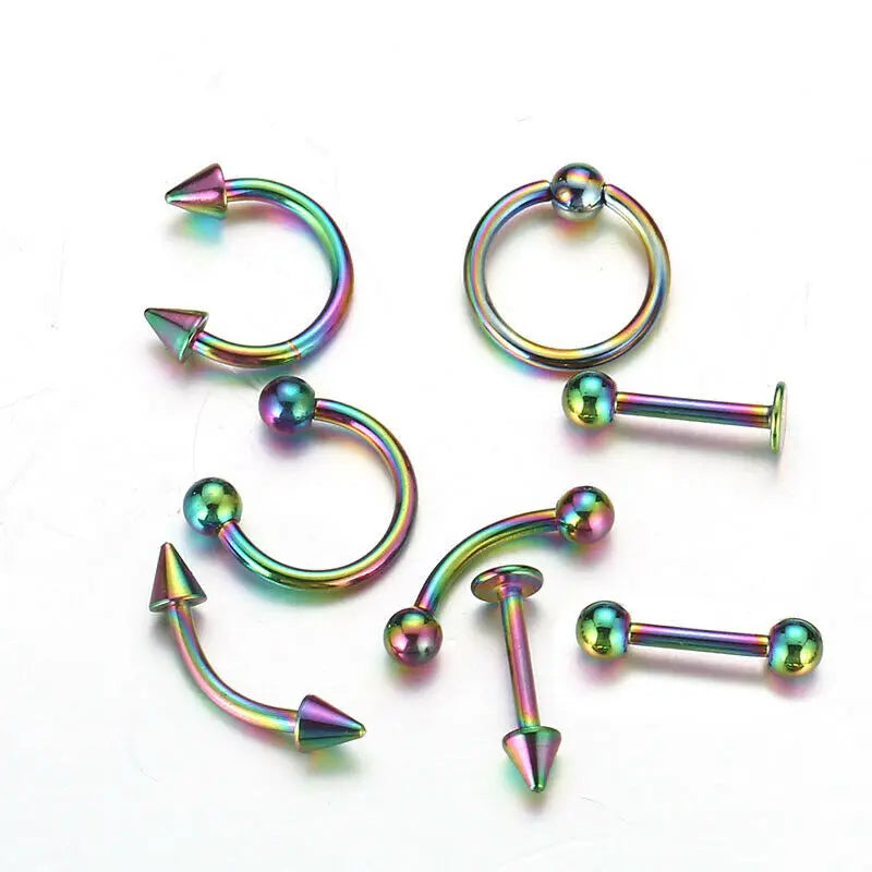 8pcs/lot Steel Ear Piercings Helix Piercings Eyebrow Piercings Lip Labret Rings Earring Tragus Barbell Piercings Body Jewelry