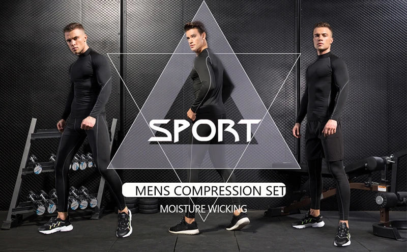 Men's Turtleneck Compression Long Sleeved Sports Fitness Tight T-shirt Running Casual Quick dry Long-Sleeved Spring and Autumn