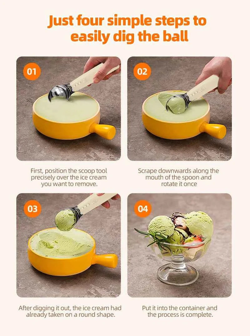 Heated Ice Cream Scoop Spoon, 3 Temperature Settings 120°F/140°F/160°F, 2600mAh Rechargeable, IPX6 Waterproof, Easy Scooping