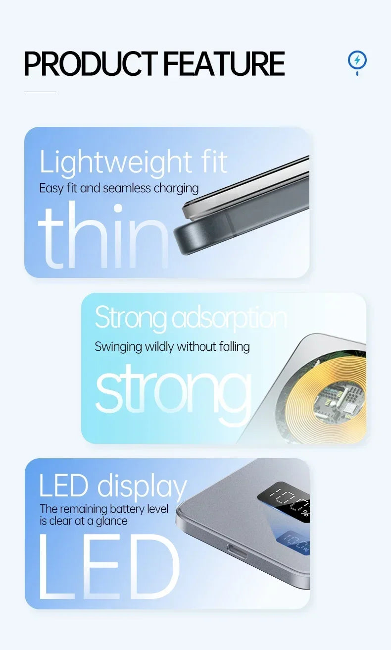 500000mAh 3C Certification Thin Power Bank Ultra For MagSafe 22.5W Magnetic Wireless Fast Charging Portable Battery for Phone