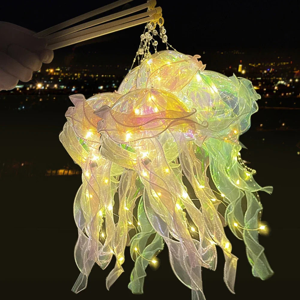 DIY Jellyfish Lantern Under The Sea Colorful Jellyfish Lamp Girl Bedroom Atmosphere Decoration Lamp Mermaid Theme Party Decor