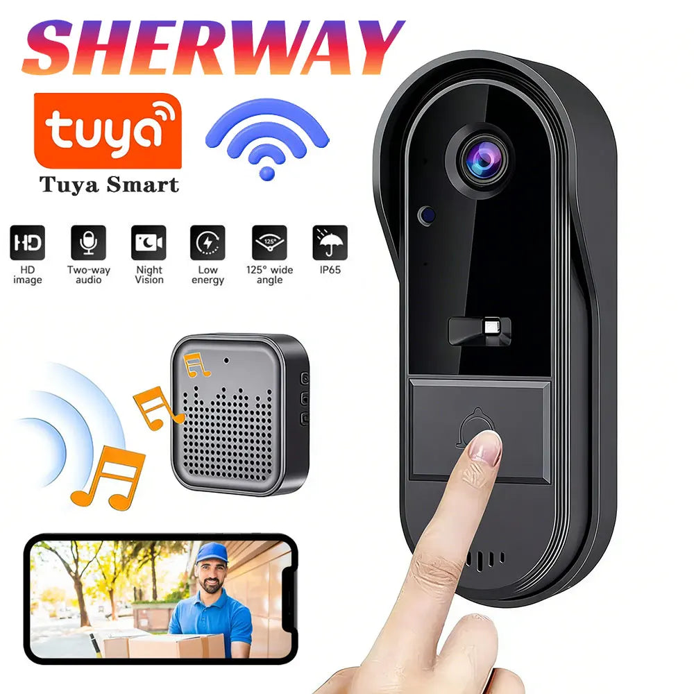 Tuya Doorbell with Camera Wireless Bundle Doorbell Smart Home Wifi Outdoor Waterproof Cam Security Audio Intercom Night Vision