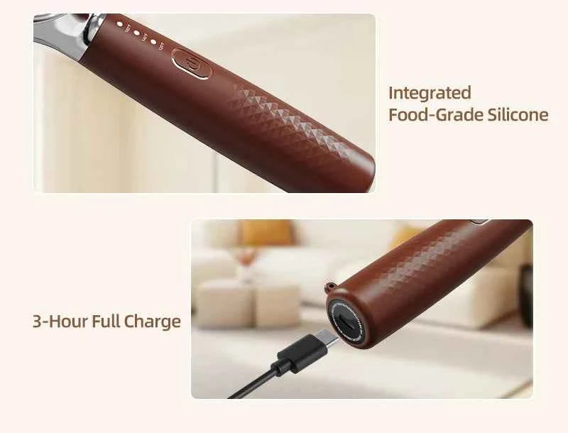 Heated Ice Cream Scoop Spoon, 3 Temperature Settings 120°F/140°F/160°F, 2600mAh Rechargeable, IPX6 Waterproof, Easy Scooping