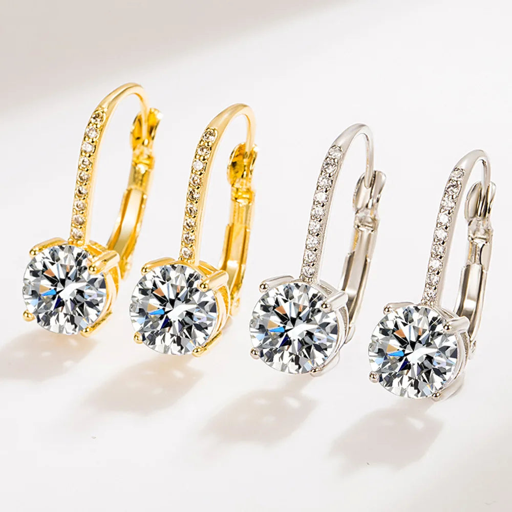 925 Silver Earrings Zircon Flower for Women Sterling Silver Wedding Jewelry Elegant Female Accessories Fashion Gift
