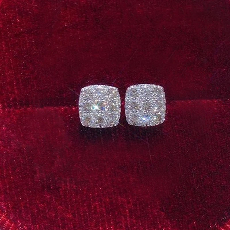 Huitan Silver Color Small Stud Earrings for Women Geometric Square Shape Daily Wear Fashion Versatile Girl 2022 Earrings Jewelry