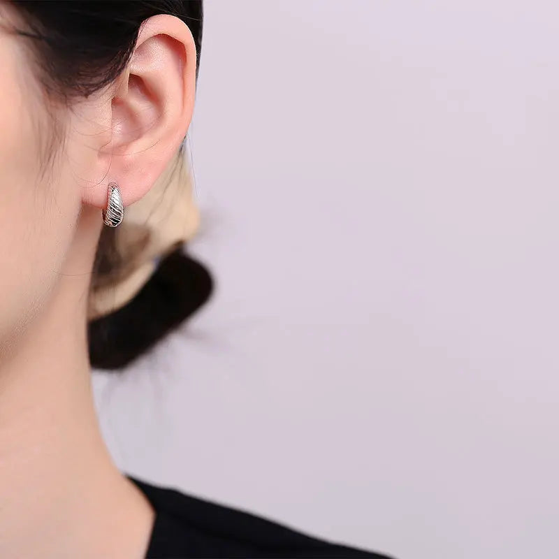 INZATT 100% 925 Sterling Silver 18K Round Hoop Earrings for Women Classic Fine Jewelry Minimalist Accessories