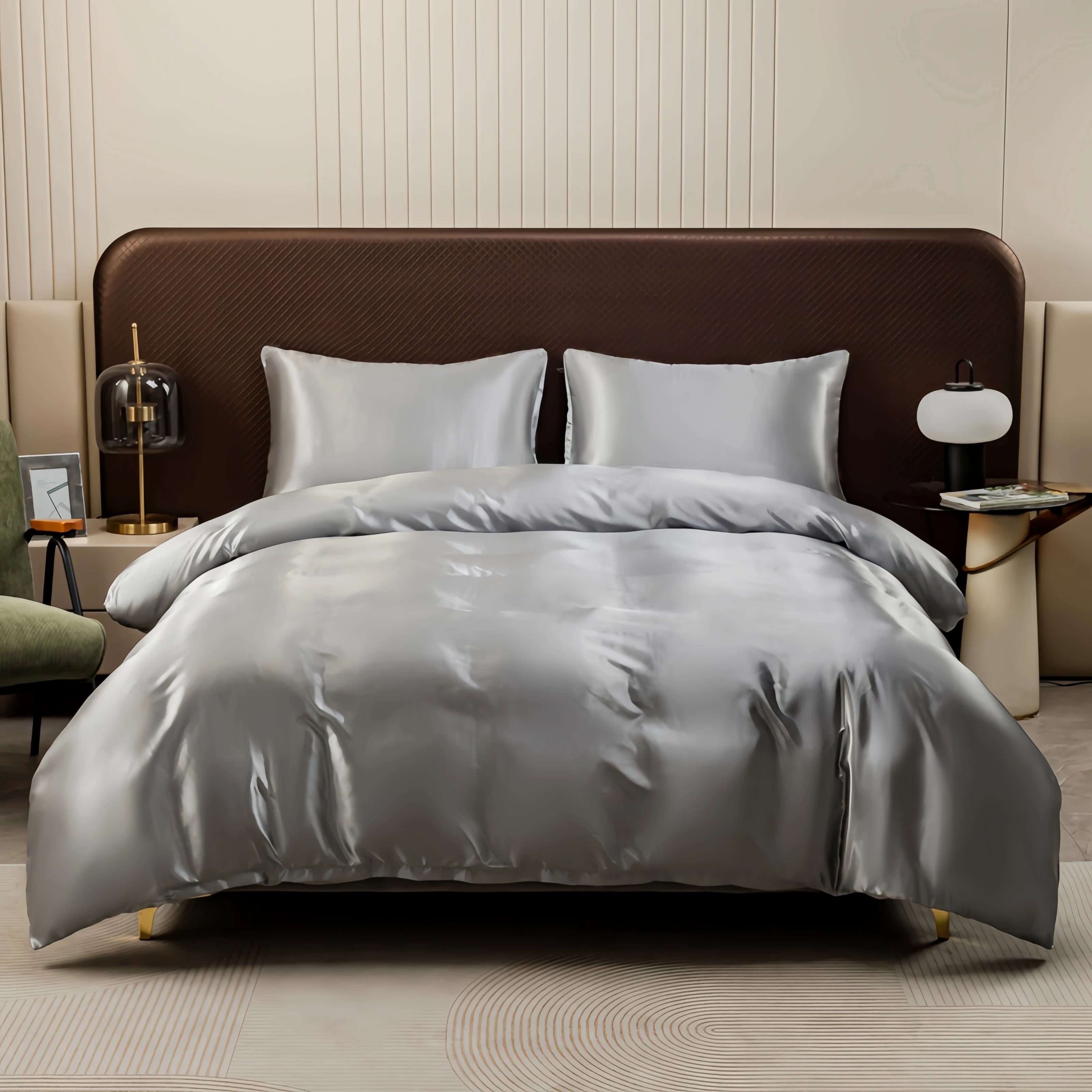 Kuup Satin Surface Duvet Cover Colored Bedding Set Queen Size Quilt Cover High Quality Skin-Friendly Fabric Bedding No Sheet