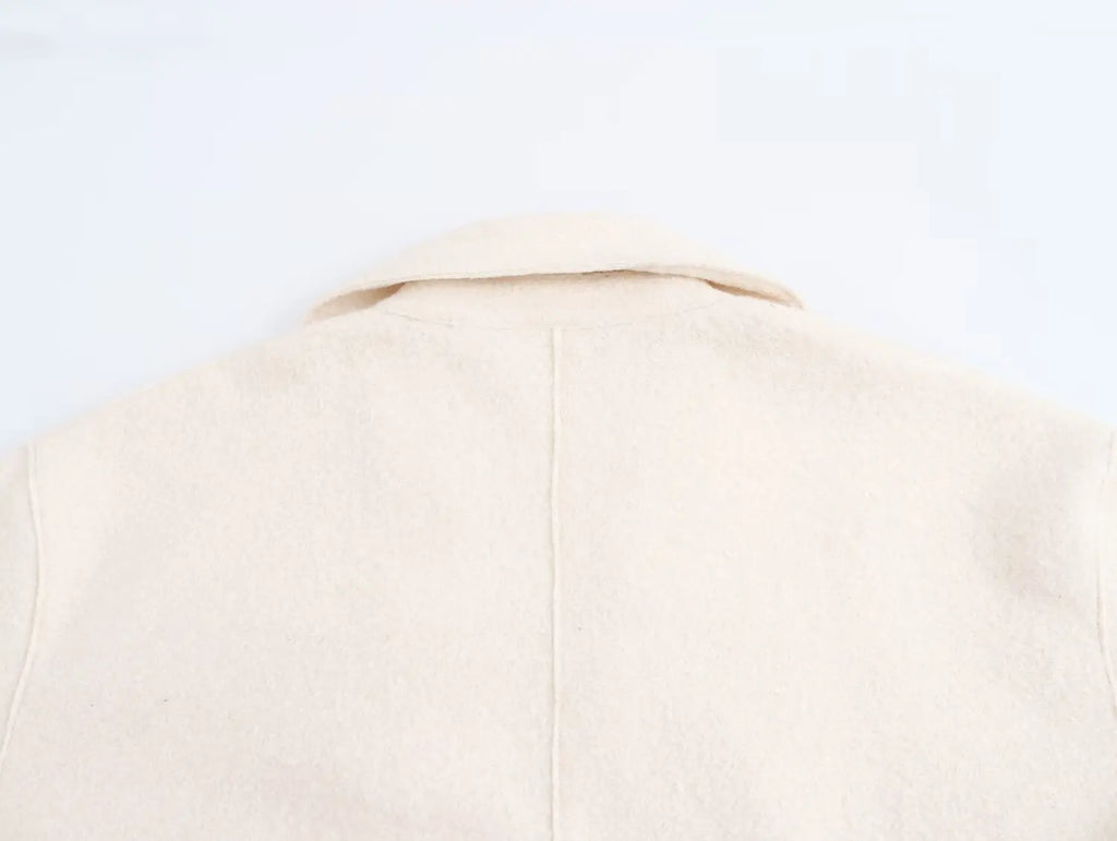 2025 New Women's Clothing: European and American Style Fashionable Solid Color Long-Sleeved Terry Wool Coat