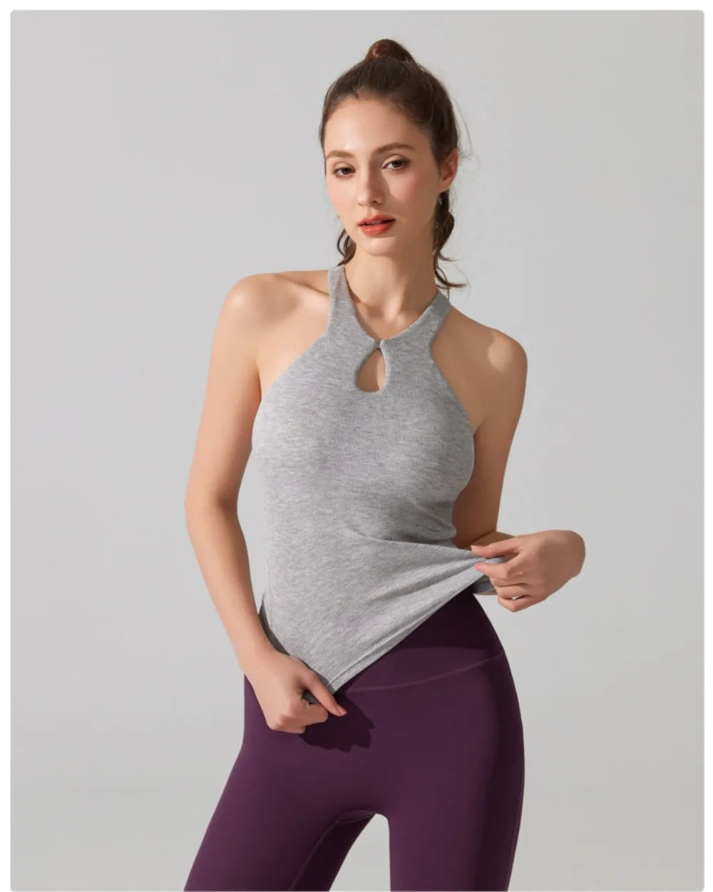 Women's Ribbed Racerback Sports Bra - High-Impact Support for Yoga, Gym & Running | Seamless Anti-Shock Fitness Top