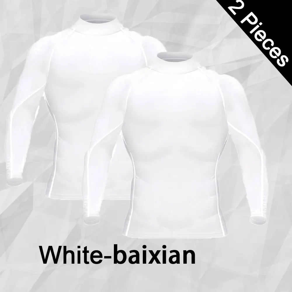 Men's Turtleneck Compression Long Sleeved Sports Fitness Tight T-shirt Running Casual Quick dry Long-Sleeved Spring and Autumn