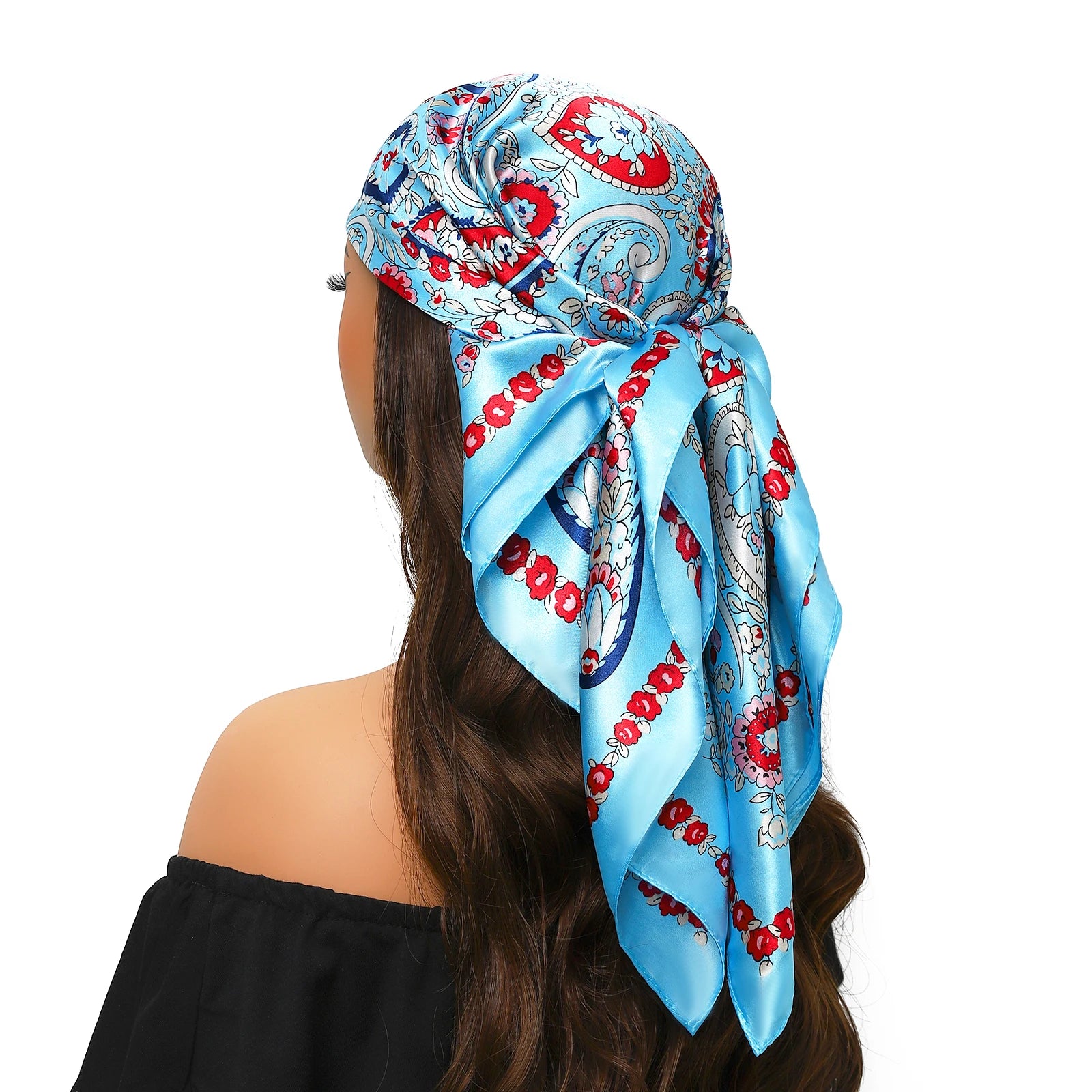 Head Scarf Women Luxury Brand Square 90*90cm Silk Foulard Satin Bandana Cheveux Soft Neckerchief Hijab Hair Scarves For Ladies