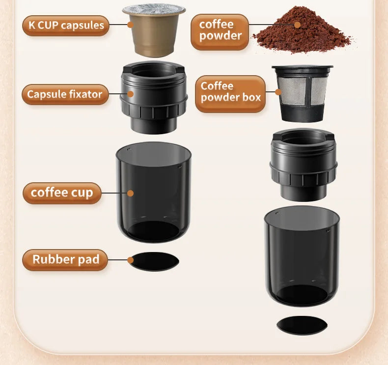 Electric Portable Coffee Machine Capsule Ground Coffee Brewer Suitable for Coffee Powder And Coffee Capsule - Coffee Maker