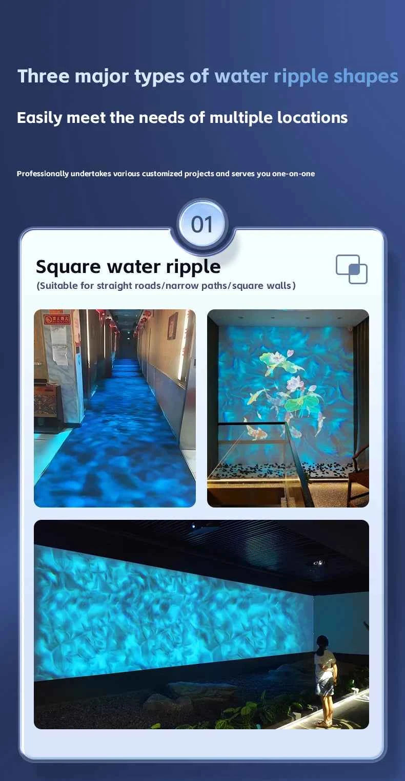 Square water ripple projector dynamic water ripple logo indoor ground corridor outdoor atmosphere lighting waterproof projection