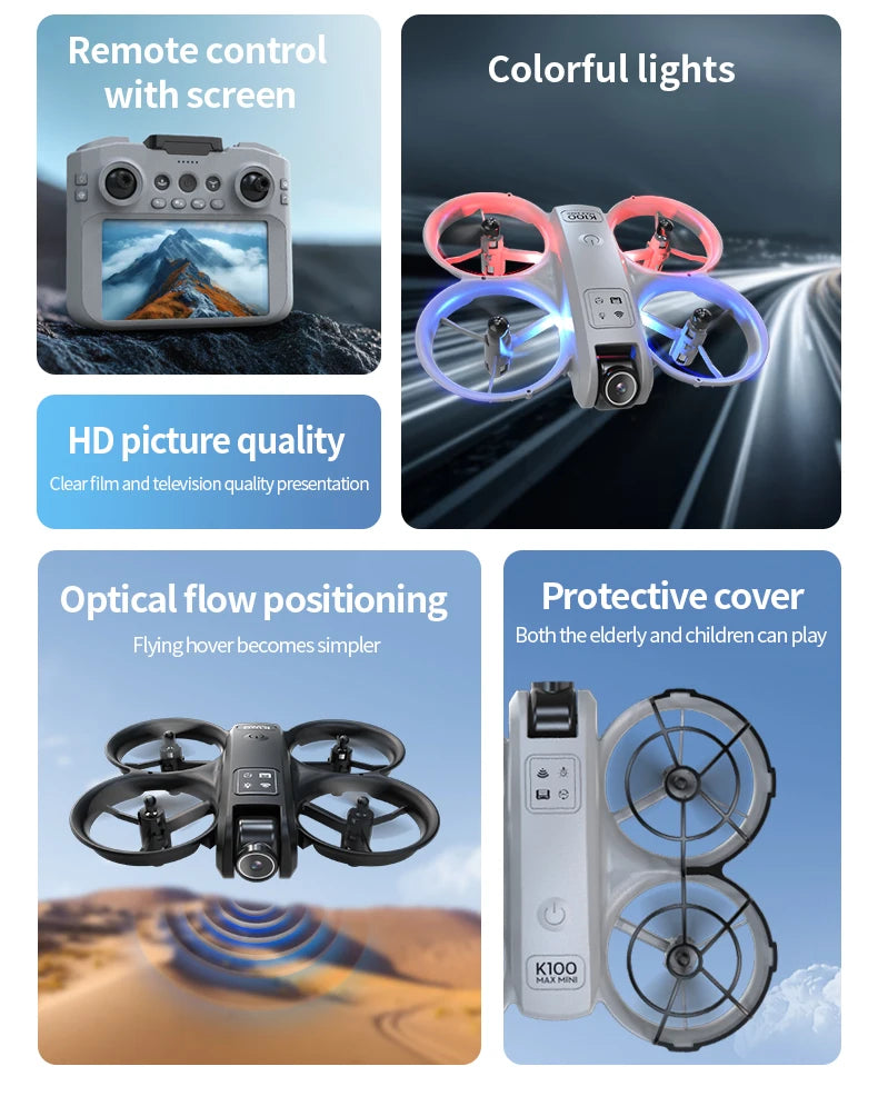 K100 MAX Mini GPS Drone 8K HD Camera Real Time Video Transmis Screen Control Obstacle Avoidance Aerial Photography RC Quadcopter
