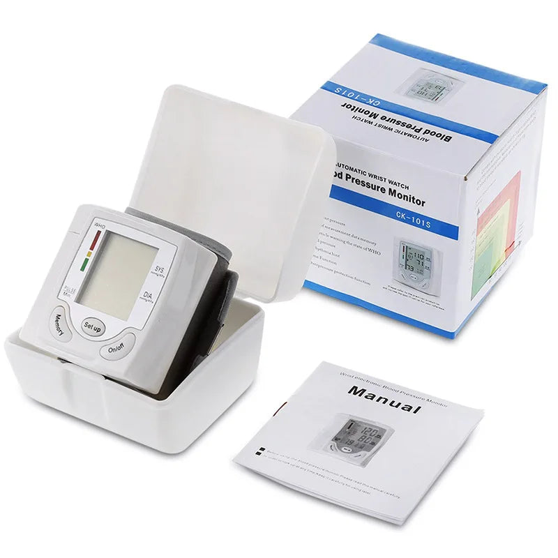 Automatic Tonometer Wrist Blood Pressure Monitor Sphygmomanometer PR LCD Screen Medical Digital Heart Rate Pulse Meter Measure