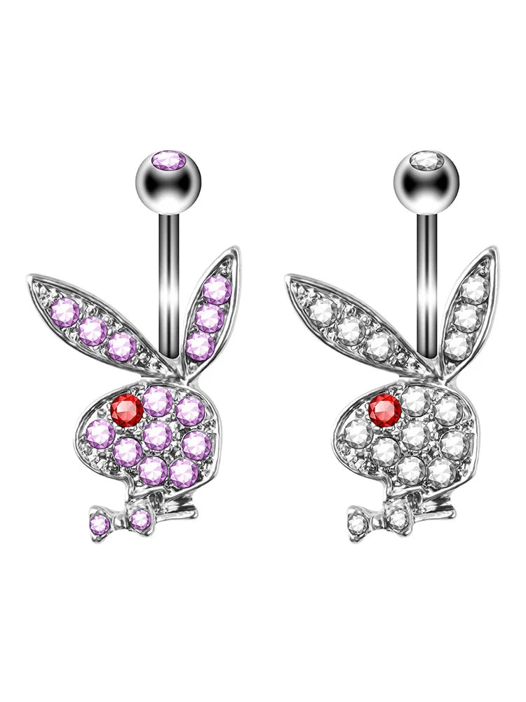 Stainless steel cartoon rabbit navel ring navel nail body piercing ornaments