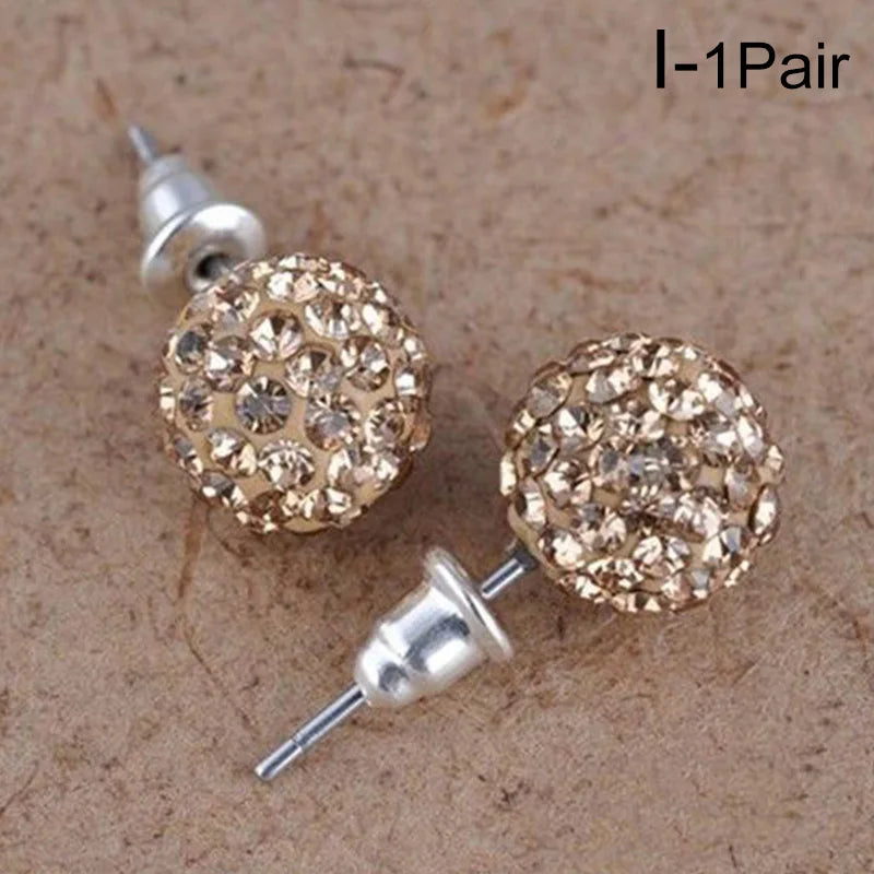 New Fashion Jewelry Full Rhinestone Ball Earrings Autumn and Winter Fashion Korean Temperament Earrings for Women Party Gift