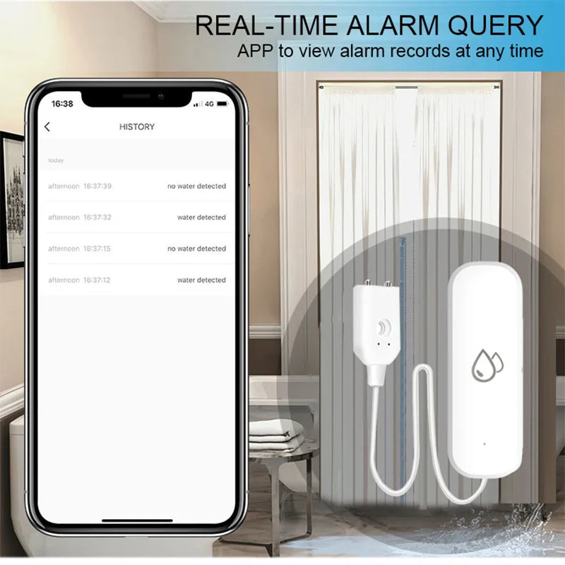 WiFi/Zigbee Water Leak Sensor Tuya Smart Life APP Flood Leak Detector Water Alert Overflow Alarm Home Security System Leakage