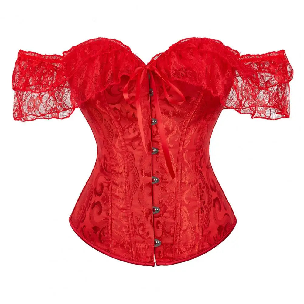 Wedding Lace Corset Women Shapewear Floral Lace Chest Lifting Corset Bodyshaper Top Boned Overbust Corset Waist Cincher 80%