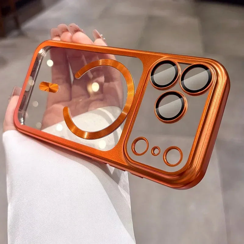 New Plating Transparent For Magsafe Magnetic Case for IPhone 17 17Pro 17 Pro Max 17 Air Original Soft TPU Lens Protector Cover
