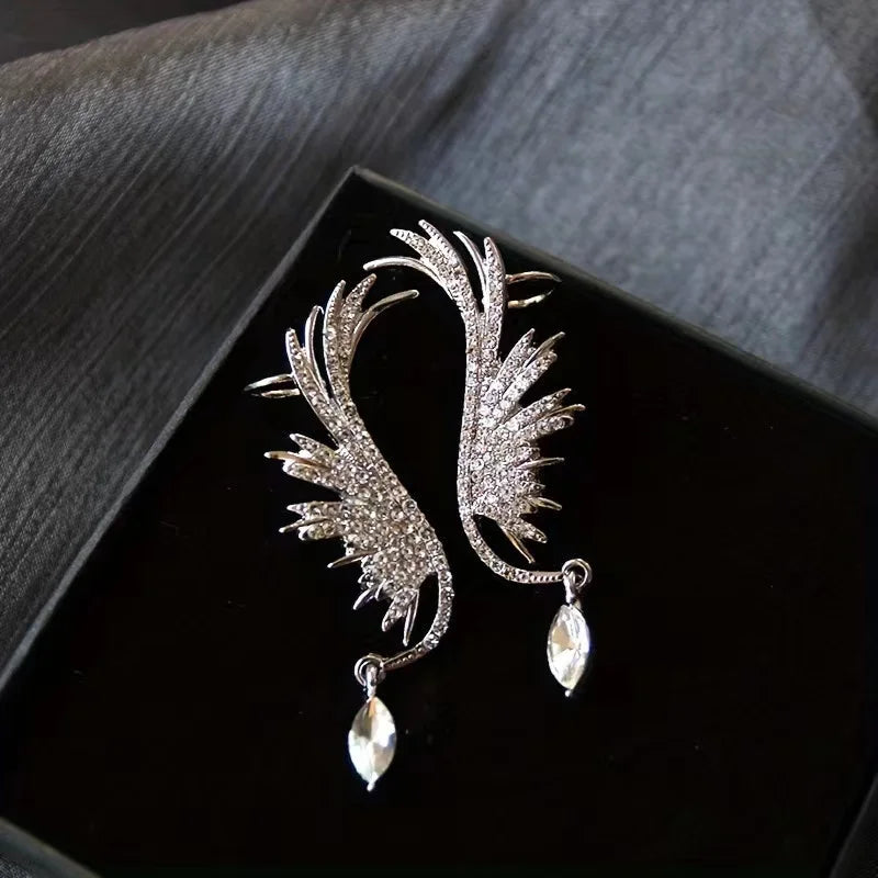 Silver Color Angel Wings Stud Ear Clamp Earrings Popular For Women Popular Jewelry Party Accessories Wholesale
