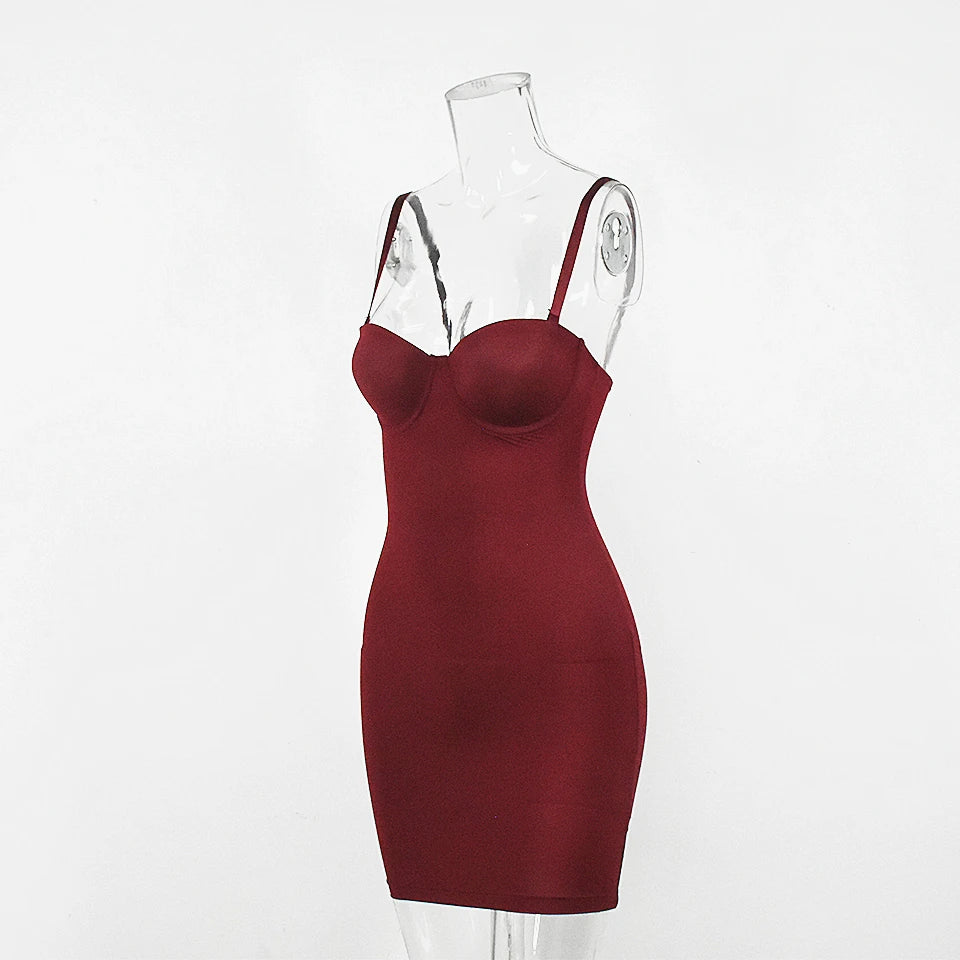 Shapewear Women Sexy Dress Control Slips Dress With Bra Push Up Slimming Sheath Underwear Body Shaper Waist Trainer Corset