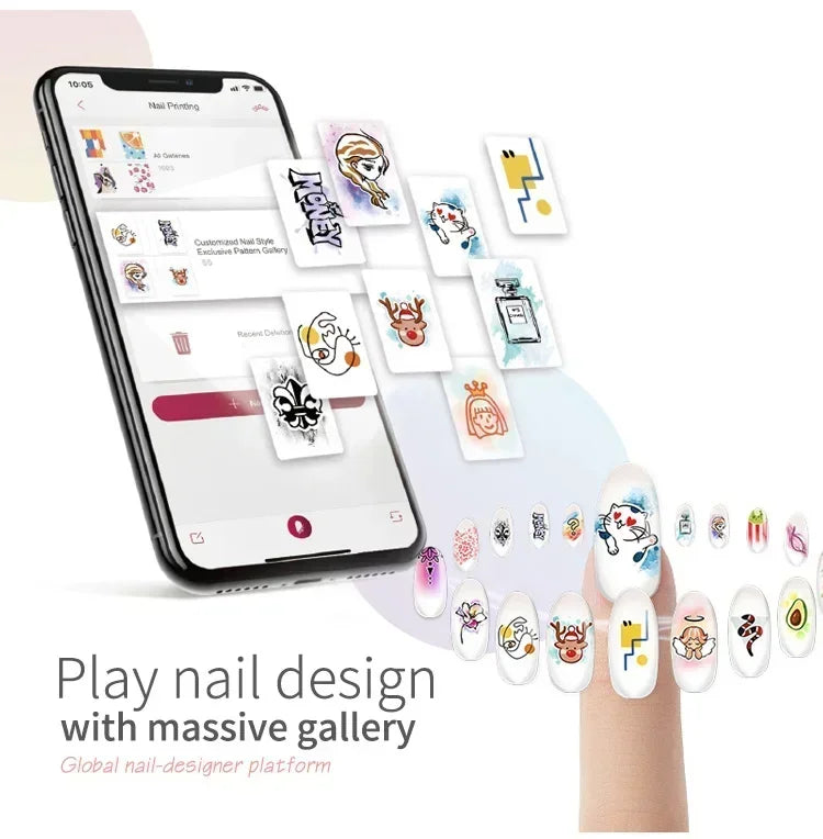 3D Portable Painted Nail Printer Machine Intelligent Automatic Printing Celebrity Home Nail Machine Artifact With Cartridge DIY