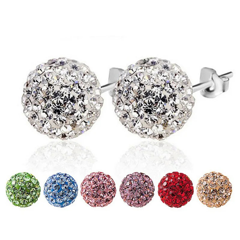 New Fashion Jewelry Full Rhinestone Ball Earrings Autumn and Winter Fashion Korean Temperament Earrings for Women Party Gift