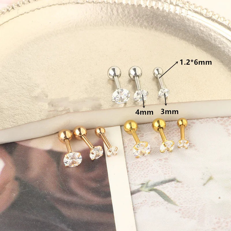 Stainless Steel Hoop Piercing Earring For Women Zircon CZ Cartilage Piercing Helix Daith Conch Tragus Rook Lobe Ear Ring Jewelry