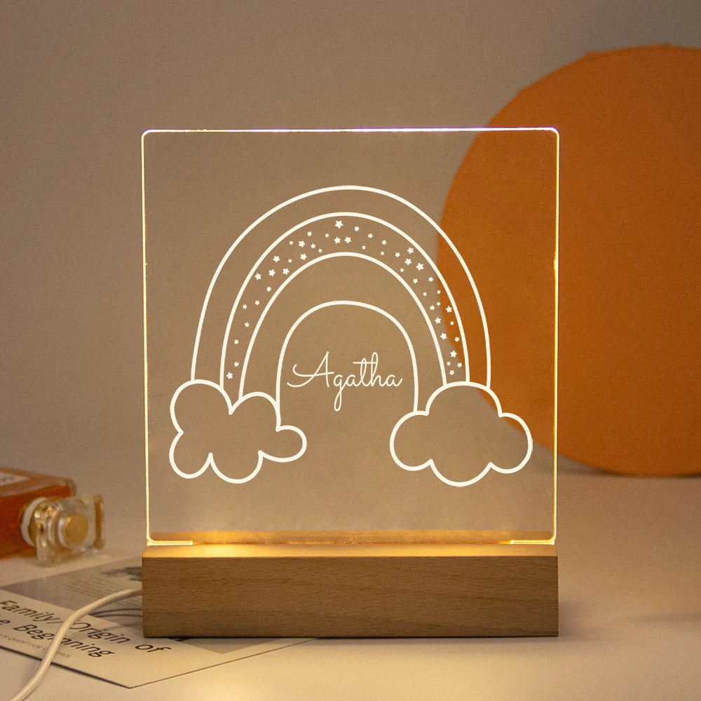Drop Shipping Personalized Nightlight USB LED Customized Name 3D Lamp  Decoration Bedroom Toys Birthday For Baby Children Gift
