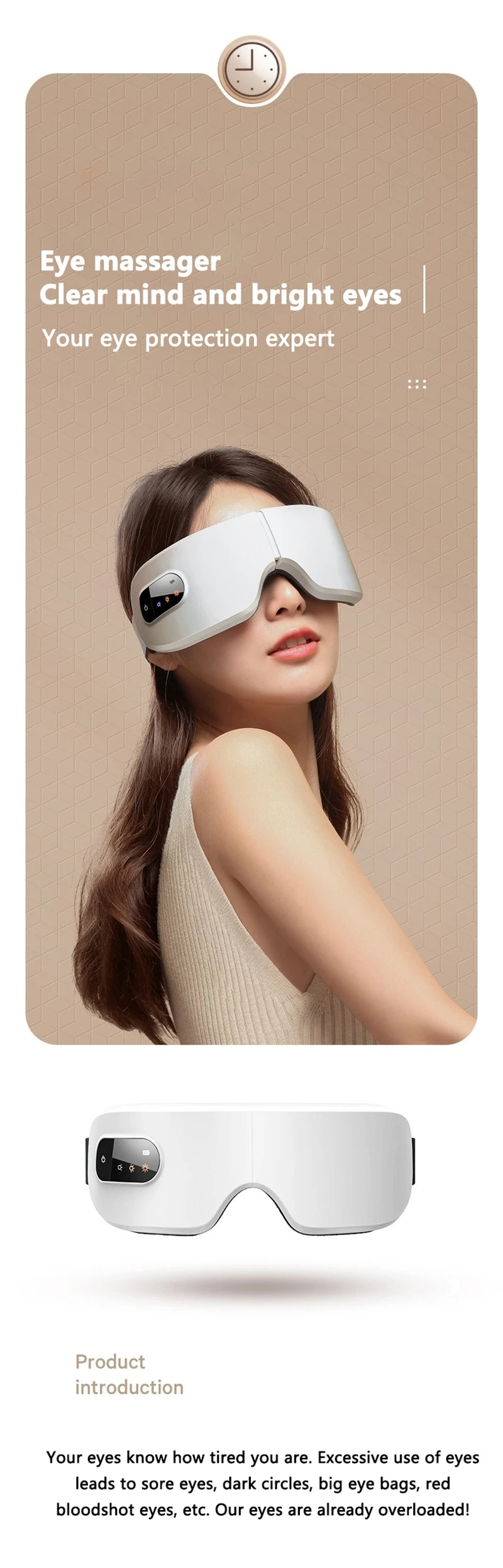 New Smart Eye Massager Vibration Eye Care Massage Instrument Bluetooth Music Heated Eyemask Dry Fatigue Relief Portable Foldable