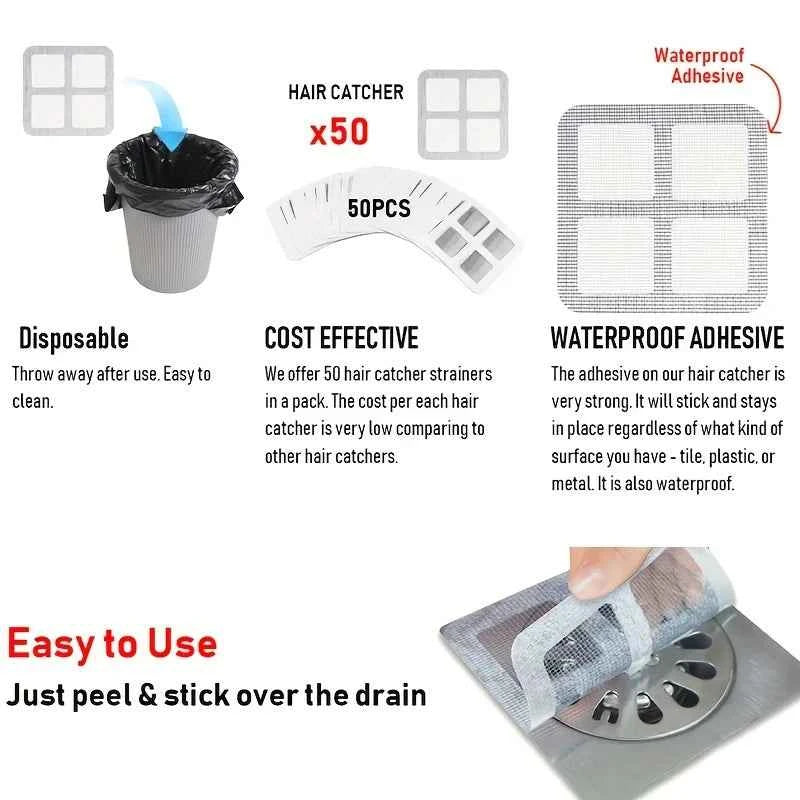 Disposable Hair Catchers for Shower Mesh Shower Drain Covers Floor Sink Strainer Filter Mesh Stickers Bathroom Accessories