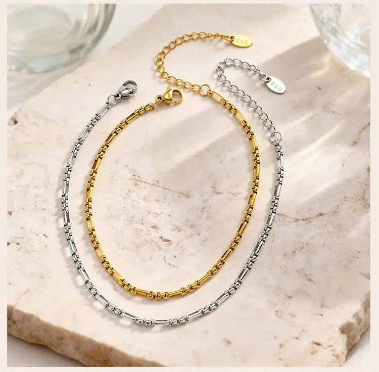 Stainless Steel Women's Anklets, 18K Gold Plated Waterproof Foot Jewelry, Adjustable Chain Ankle Bracelet for Beach Jewelry