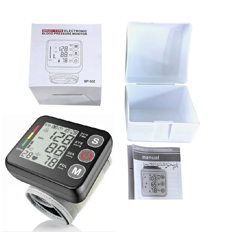 Automatic Tonometer Wrist Blood Pressure Monitor Sphygmomanometer PR LCD Screen Medical Digital Heart Rate Pulse Meter Measure