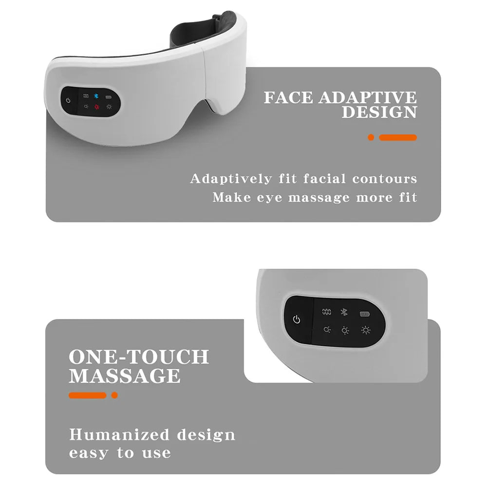 Electric Eye Massager Hot Compress & Vibration Relieves Eye Fatigue Dark Circles Heating Eyes Massage Instrument With Bluetooth