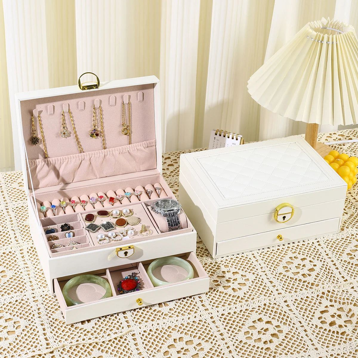 Portable Multi-Functional Home Decoration Storage Box Earring And Jewelry Preservation Box Special Storage Box For Ladies' Item
