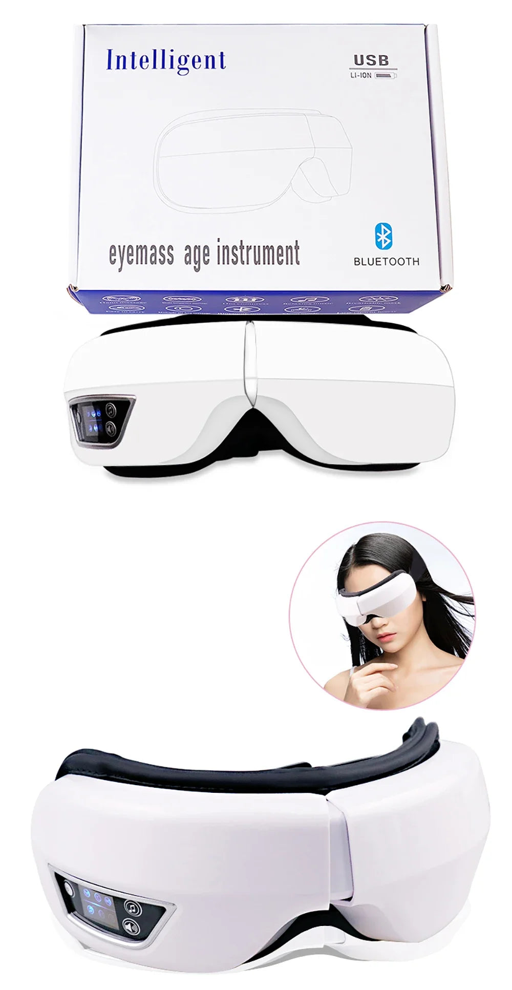 Eye Massager Smart Foldable Vibration Airbag Compress Eye Massage Instrument Bluetooth Music Eye Care Glasses Eye Relax Fatigue