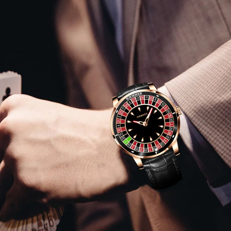 HAEMMER Luxury Men's Mechanical Watch NH35 Men's Roulette Rotary Sapphire Glass Watch Waterproof