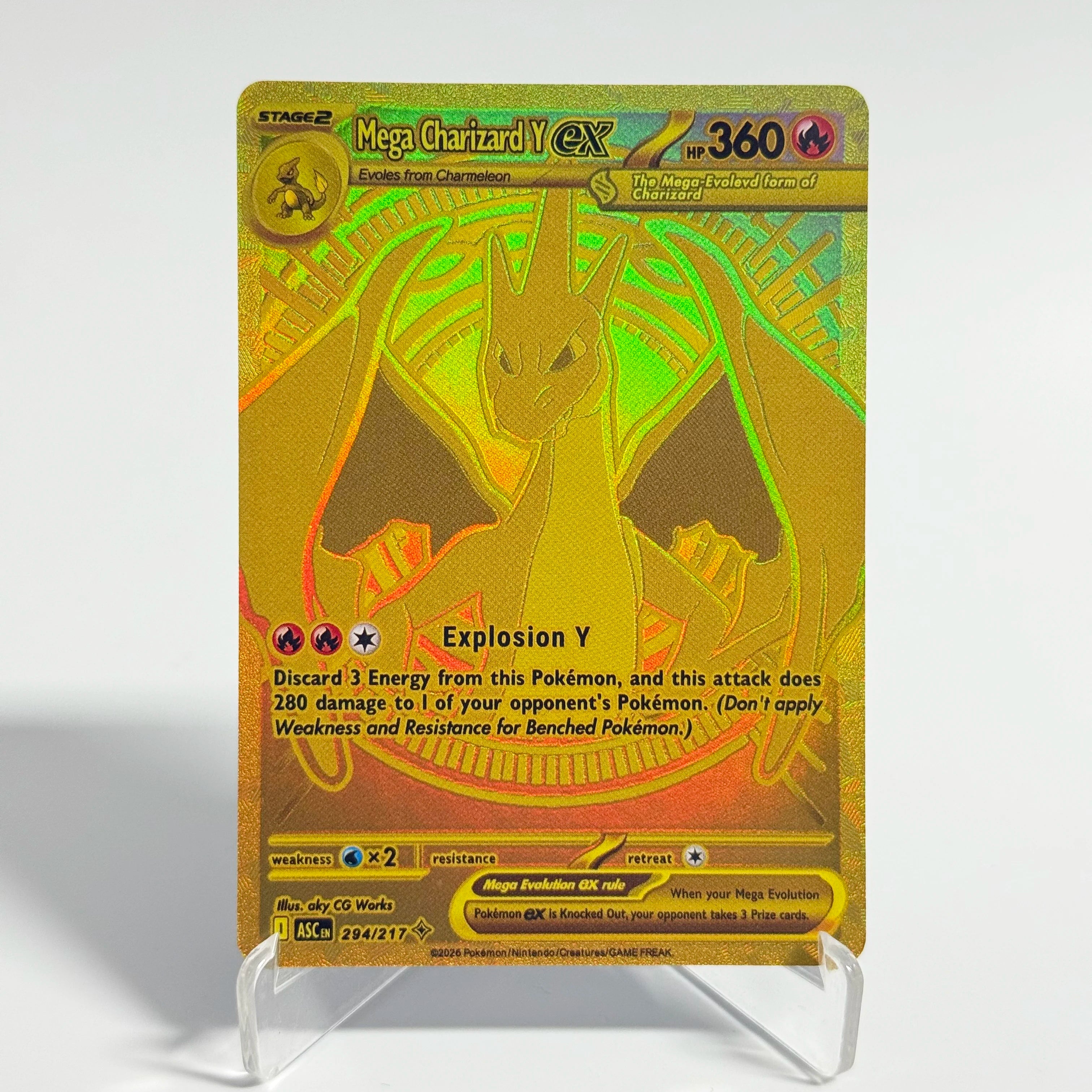 PKM PTCG Card ASC/MEG/PFL Mega Charizard Y ex Lucario Gardevoir Rare Card Replica Proxy Game Cards English