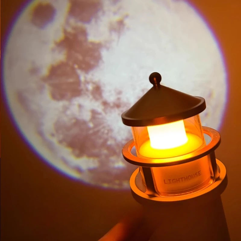 Floating Moon Lamp Projection Lighthouse Lamps Night Light Motion Sensor Light Room Decor Gift Lighthouse Ambient Lights