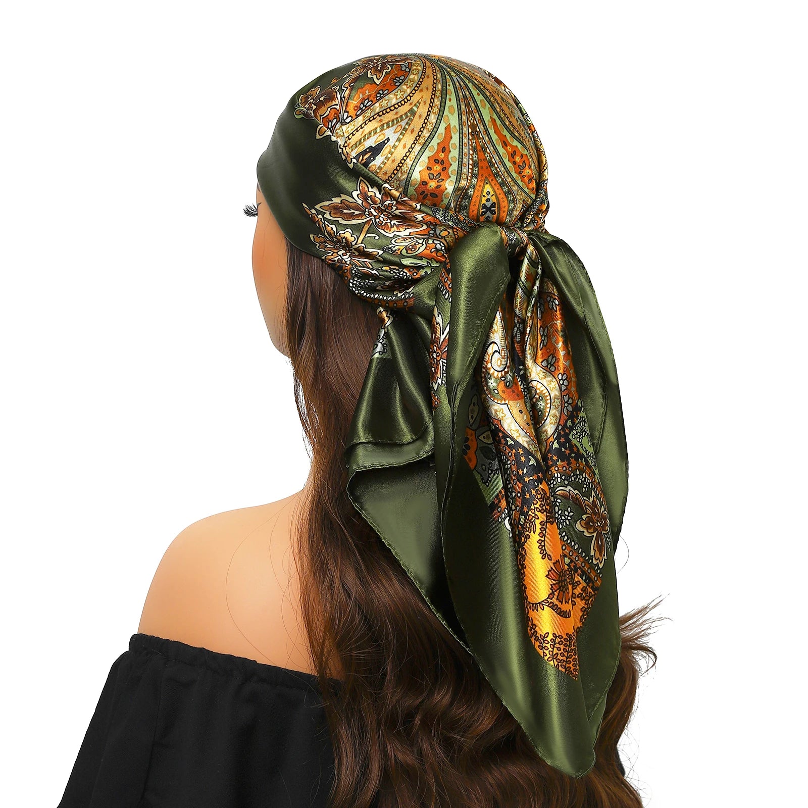 Head Scarf Women Luxury Brand Square 90*90cm Silk Foulard Satin Bandana Cheveux Soft Neckerchief Hijab Hair Scarves For Ladies
