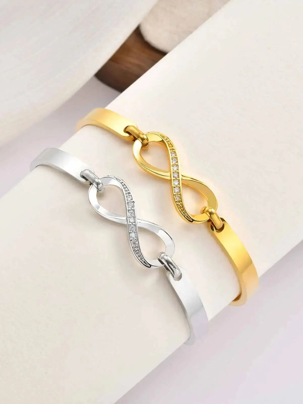 Infinite Symbol Link Bracelet for Women, Stainless Steel Zircon Bangle, Statement Jewelry Valentine's Day Gifts