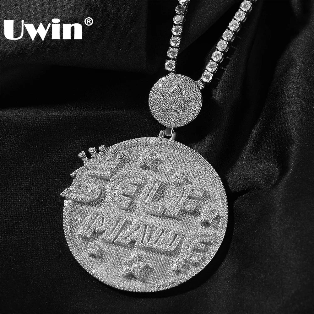 UWIN Majestic Hip Hop Pendant - Big & Heavy CZ Star,Unmatched Glamour,Full Pave Bling for Mens Fashion Statements