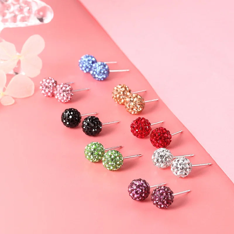 New Fashion Jewelry Full Rhinestone Ball Earrings Autumn and Winter Fashion Korean Temperament Earrings for Women Party Gift