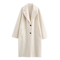 2025 New Women's Clothing: European and American Style Fashionable Solid Color Long-Sleeved Terry Wool Coat