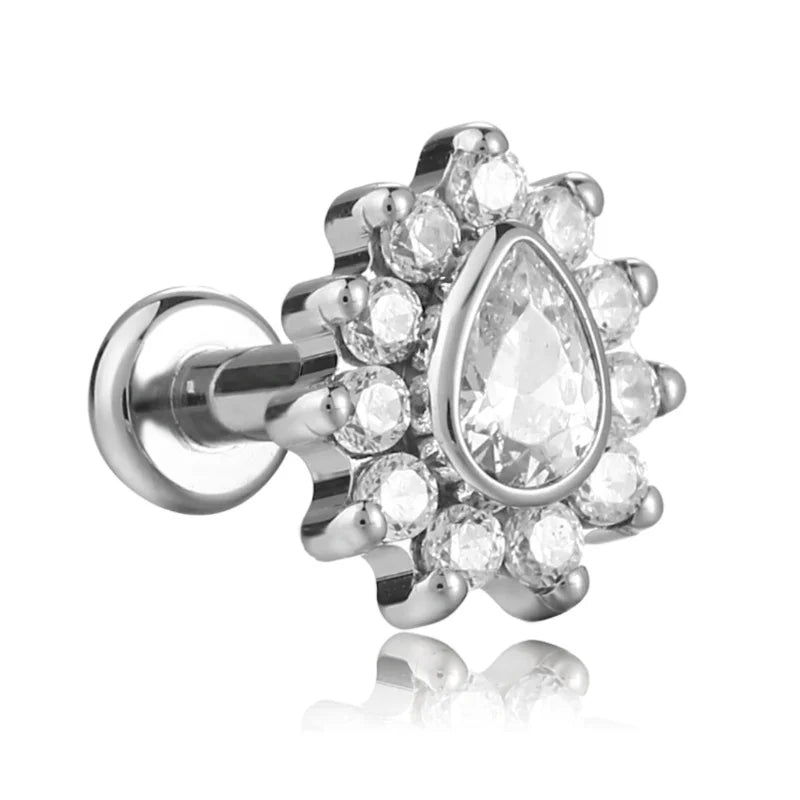 3 Pcs Helix Conch Piercing Jewelry for Women Men 16G ASTM F136 Titanium Cartilage Earring Tragus Flat Back Stud Body Piercings