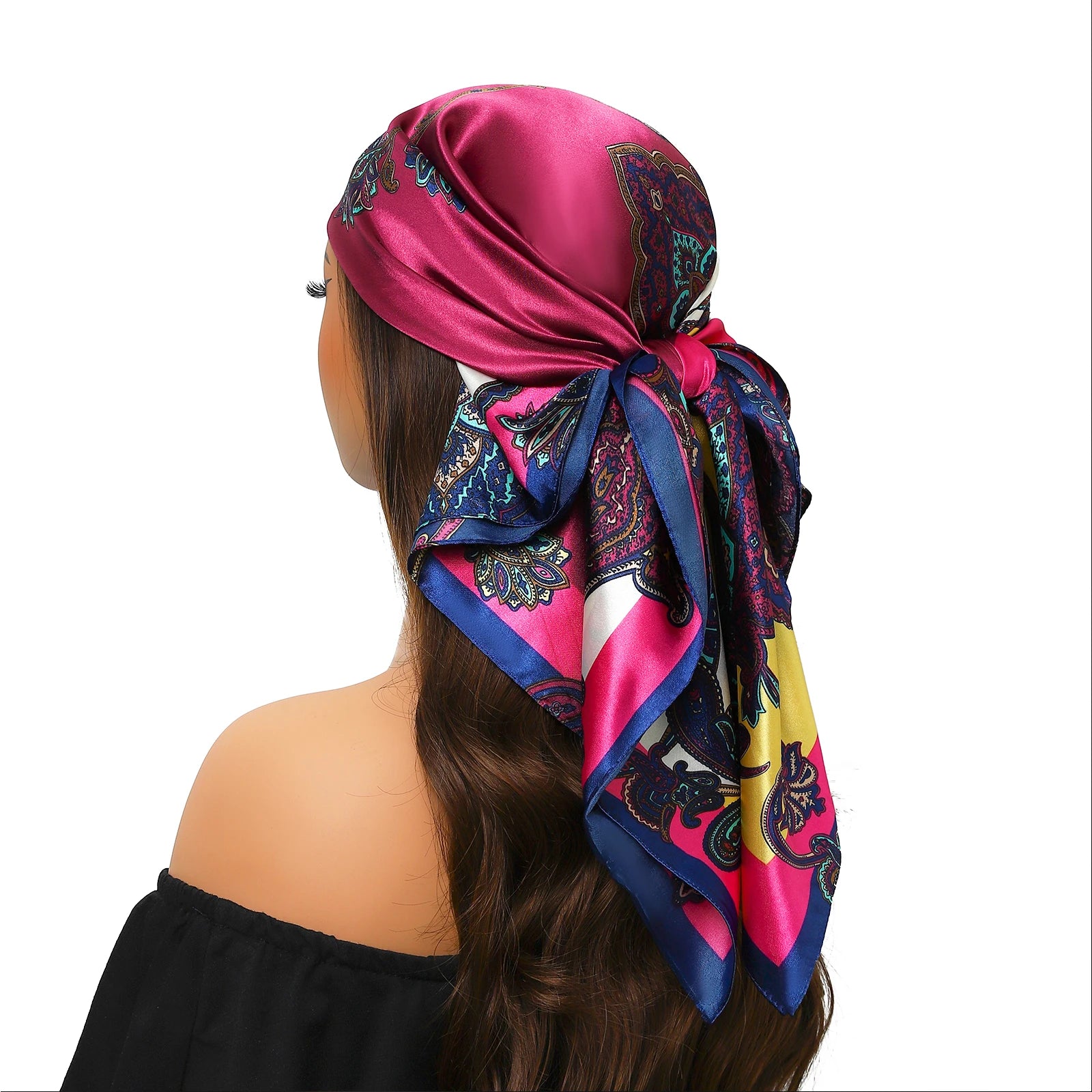 Head Scarf Women Luxury Brand Square 90*90cm Silk Foulard Satin Bandana Cheveux Soft Neckerchief Hijab Hair Scarves For Ladies
