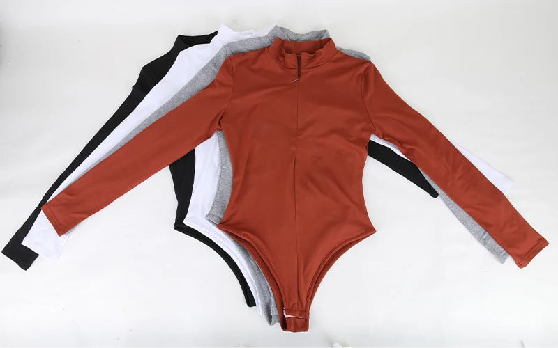 Shapewear Bodysuit for Women Seamless Briefs Shapewear Tummy Control Bodysuits Zip Front Long Sleeve Tops Bodysuit