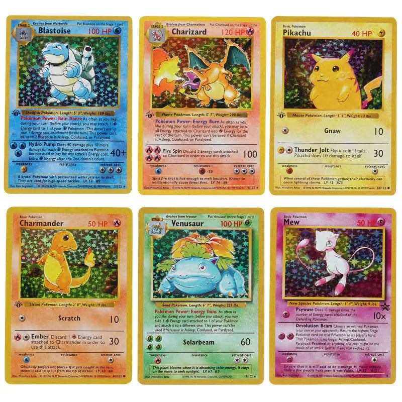 151Pcs/Box Pokemon Flash Cards Limited Edition Charizard Blastoise Venusaur pikachu 1996 First generation Collection Cards