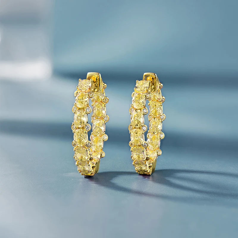 Huitan Aesthetic Women Hoop Earrings Silver Color/gold Color Fashion Daily Party Accessories Elegant Wedding Jewelry Inlaid CZ